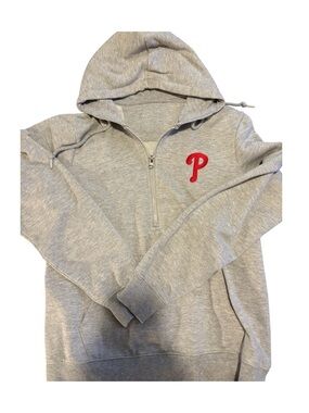 Antigua Gray Hooded Half-Zip Philadelphia Phillies Pullover Kids L